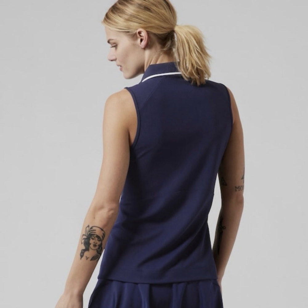 Athleta Women’s Everyday Polo Tank Top Navy Blue Golf Tennis Sport Size XL - Picture 2 of 8